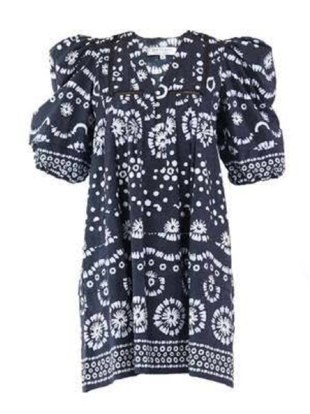 Hunter Bell New York Jenkins Blue Tie Dye Puff Sleeve Mini Dress Sz XS